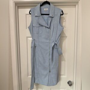 Calvin Klein Light Blue Zip-Front Midi Dress